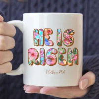 He Is Risen Coffee Mug Text Ceramic Cups Creative Cup Cute Mugs Personalized Gifts for Her Him Women Men Tea Cup Christian