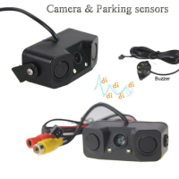 YYZSDYJQ Auto Car Parktronic Video Parking Sensor Bi Bi Alarm with Rear camera + 2 Sensor Video Indicator Car Reverse Sensors