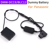 D-TAP Adapter Cable+DMW DCC8 DC Coupler BLC12 Dummy Battery for Panasonic FZ2500 FZ2000 FZ1000 FZ300 G7 G6 G5 G85 GH2 GH2K