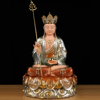 佛像 神像 佛像擺件 銅彩九華山地藏王菩薩佛像樹脂地藏像體真身家用供奉擺件娑婆三圣