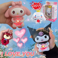 [Versi audio]I love you Cinnamoroll/Kuromi/Lotso/Melody Lampu Sanrio Night Light Kawaii 3D LED Figur