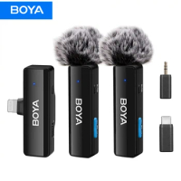 BOYA BOYALINK A Wireless Lavalier Microphone for iPhone iPad Android Phones Type C DSLR Camera Youtube Live Streaming Recording