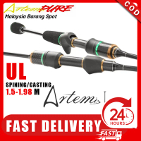 Artemis Ultralight Rod Solid Carbon Spinning Rod Baitcasting Rod BC 1.5m/1.68m/1.8m/1.98m UL Power F