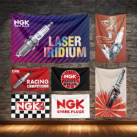 NGK Spark Plug Racing Car Flagge Polyester Digital Printing Cars Banner For Decoration