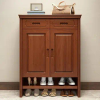 Shoe cabinet, household shoe rack, solid wood modern minimalist storage cabinet, 4-door large capacity storage cabinet at the en