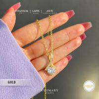 Visimary • Kalung Liontin Batu Permata Tanam Titanium - Perhiasan Wanita Korean Style
