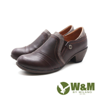 W&amp;M(女)真皮立體止滑紋中跟鞋 女鞋－咖(另有黑)
