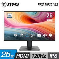 【MSI 微星】PRO MP251 E2 25型 IPS 護眼螢幕【三井3C】