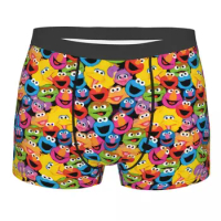 Fashion Cookie Monster Face Pattern Boxers Shorts Panties Men's Underpants Breathable Sesame Street Briefs Underwear