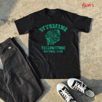 Vintage Factory เสื้อยืด WYOMING - งานสกรีน มี 5 สี ดำ ขาว ครีม  กรม แดง ผ้าคอตตอนแท้ 100%