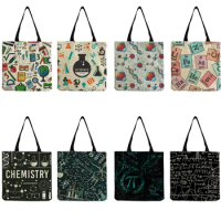 Student Book Handbag Travel Portable School Teacher Tote Bag High Capacity Outdoor Ladies Shoulder Bag Natural Science Printed