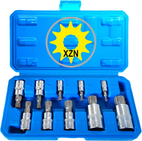 XZN Triple Square Spline Bit Socket Set S2 and Cr-V Steel 1/4-Inch 3/8-Inch and 1/2-Inch 10-Piece Eu