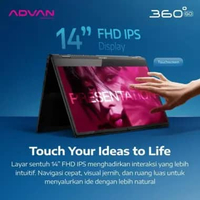 Laptop ADVAN 360 Go 4GB/256GB 14” AMD Ryzen 3 3200U FHD IPS Touchscreen Laptop 2-in-1 Notebook Flip 