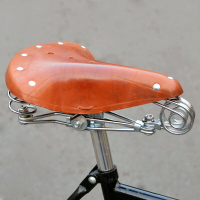 復古老式自行車三彈簧舒適鞍座坐墊座包真皮牛皮材質2628車改裝配