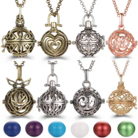 Charm Mexico Chime Hollow Angel Wings Vintage Necklace Jewelry Music Ball Essential Oil Christ Cross 3D Style Pregnancy Necklace