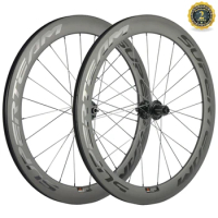 SUPERTEAM 60mm Carbon Clincher Wheelset 100% Full Carbon wheels with CX3 Hub Carbon Road Bike Disc Brake Wheels