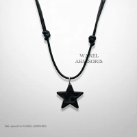 WAREL Aksesoris Kalung Tali Bintang Merah Warna dengan Tali Korea Hitam untuk Gadget Anda - Produk T