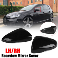 左/右光澤黑翼門後視鏡蓋VW Touran Golf MK6
