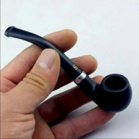 Tobacco Pipe Wooden Bent Pipe Smoking Filter Herb Grinder Portable Cleaning Smoke Pipe Cigarette Accessories Men's Gift
