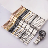 Rolamy 22mm 316L Steel Solid Curved End Oyster Watch Band Bracelet For Seiko SKX007/009