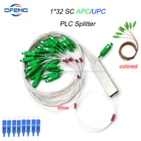 PLC Splitter 1X32 SC/APC SC UPC Fiber Optic PLC Splitter 0.9mm Steel Tube 1m Fiber Splitter FTTH Optical Connector customized