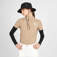 【Munsingwear】官方直營 企鵝牌 女款卡其色日本製特色衣領輕薄彈性短袖POLO衫 MLTT2A04