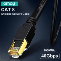 OMAY RJ45 Ethernet Network Cable CAT8 CAT7 40Gbps 2000MHz Networking Cotton Braided Internet Lan Cord for Laptops Router