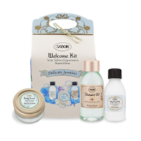 SABON 茉莉花語明星三部曲推薦組[沐浴油100ml+磨砂膏60g+絲綢身體乳液50ml]