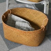 手工草編臟衣籃 編織收納筐大號 置物籃子衣物玩具收納籃家用北歐
