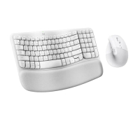 【Logitech 羅技】Wave Keys人體工學鍵盤 + Lift 人體工學垂直無線藍牙滑鼠(珍珠白)