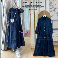 Baju Gamis MOZZA Dress Bahan Jeans Tidak Kaku Size LD 120 Muat BB 50 - 75