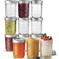 120/250/280/350/450/650ml Glass Mason Jar with Silver Airtight Lids Transparent Glass Sealed Bottle for Juice Jam Dried Fruit