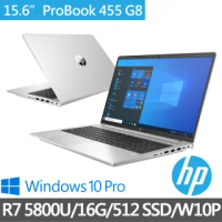 【HP 惠普】ProBook 455 G8 15.6吋輕薄商用筆電 3D0X2PA(Ryzen 7 5800U/16G/512 SSD/W10P)