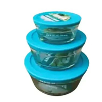 Mangkok Set Oven Kaca 3 Pcs Wadah Kaca Tahan Panas 375ml 500ml 1000ml Cocok Untuk Lemari Pendingin D