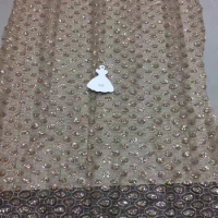 stock 5 yards D25 # new arrive champagne gold dobby dot pattern hand print glitter lace for bridal wedding dress