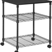 SONGMICS 3 Tier Printer Stand Printer Table with Wheels Rolling Printer Cart Desk with Metal Frame for Home Office