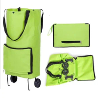 Large Capacity Shoulder Bag Oxford Cloth Bag Trolley Bag Eco Bag Tug Package Foldable Shopping Cart Folding Shopping Bag
