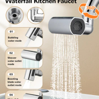 New 4 Mode Waterfall Faucet Aerator Universal Faucet Extender 360° Rotate Anti Splash Kitchen Sink Mixer Saving Water Tap Nozzle