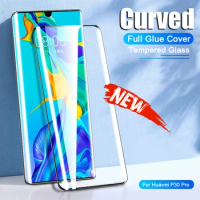 2pcs Full Cover All Glue Curved Tempered Glass For Huawei P30 P40 P50 Pro Screen For Mate 30 Pro Protector Film Accessories