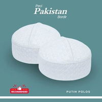 Agmatex Peci Pakistan Bordir Putih Premium Kopiah Sholat Anak Pria Dewasa Ukuran 4 - 10 Premium 7