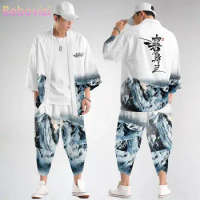 Fashion 2021 Plus Size S-6XL Loose Japanese Cardigan Women Men Cosplay Yukata Clothing Harajuku Samurai Kimono Pants