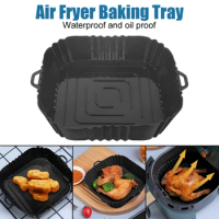 Oilless Pan Air Fryer Accessories Food Grade Silicone Tray 1PCS Air Fryer Oven Baking Tray Fried Chicken Pizza Mat