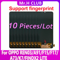 10 PCS OLED Screen For OPPO Reno 3 Find X2 Lite F15 For OPPO K7 A91 A73 Touch Digitizer LCD Display Assembly With Fingerprint