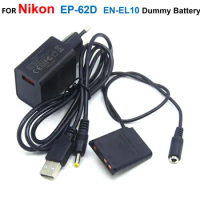 USB Cable+EP-62D DC Coupler EN-EL10 Fake Battery+USB Charger For Nikon Coolpix S200 S500 S520 S510 S570 S600 S700 S3000 S4000