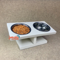 Floating Pet Bowl Tempat Makan Minum Kucing Anjing Anabul Kitten Stainless Steel Kayu