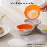 1Pcs Double Egg Cooker Creative Tableware Microwave Oven Egg Steamer Double Layer Steam Egg Bowl with Lid Kitchen Gadgets