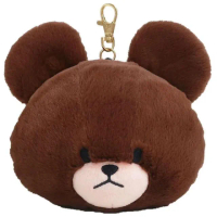 【小禮堂】小熊學校 絨毛大臉造型伸縮票卡包 大臉款(平輸品)