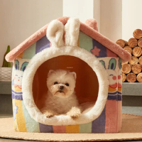 Nordic Flannel Color Dog Houses Universal Cat House Large Capacity Dog Kennels House for Dogs Modern Pet Dog Supplies House MC