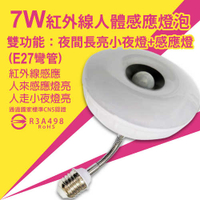 【明沛】7W LED雙功能感應燈-E27彎管型-紅外線感應-MP6798