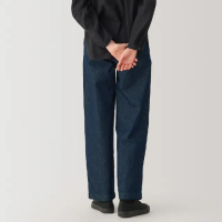 【MUJI 無印良品】MUJI Labo女和紙混丹寧長褲(暗藍)